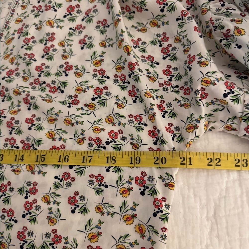 floral Max Studio Tie-Front Blouse Shirt Top w/Ruffle Sleeves V neckBoho M - Picture 7 of 8